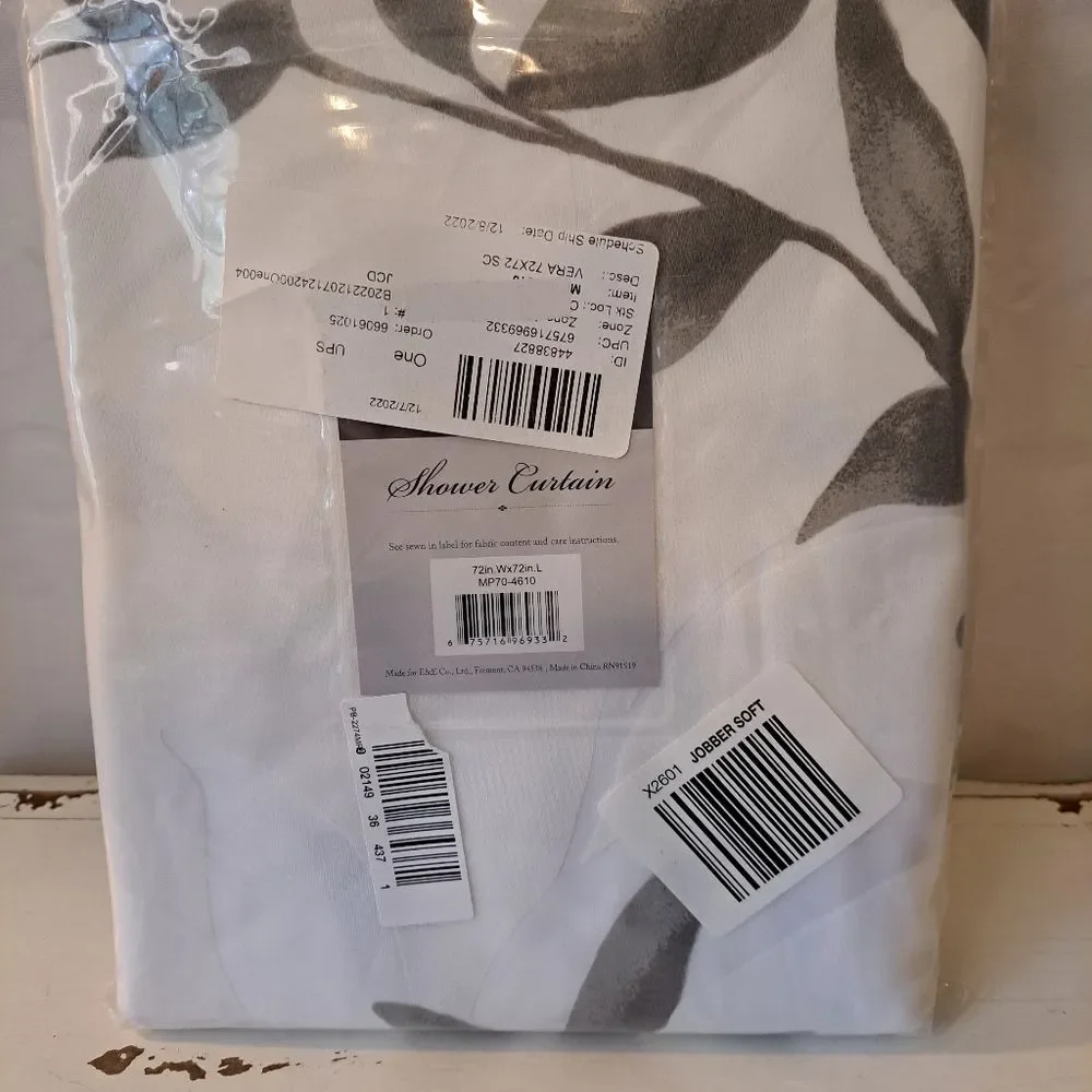 Madison Park Vera Shower Curtain NEW Grey Floral Print